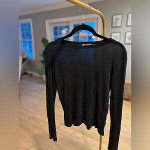 Zara Sheer Black Long Sleeve Top